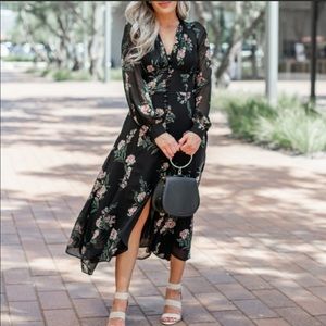 ASTR the Label Floral Long Sleeve Midi Dress